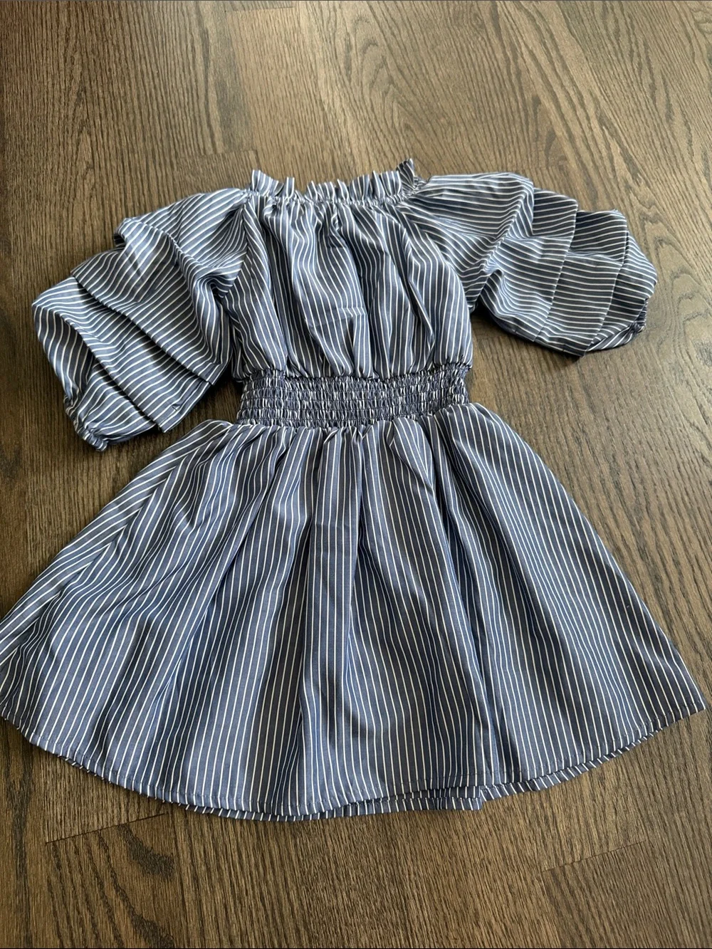 Habitual Kids Blue and White Striped Smocked Dress - size 5/6